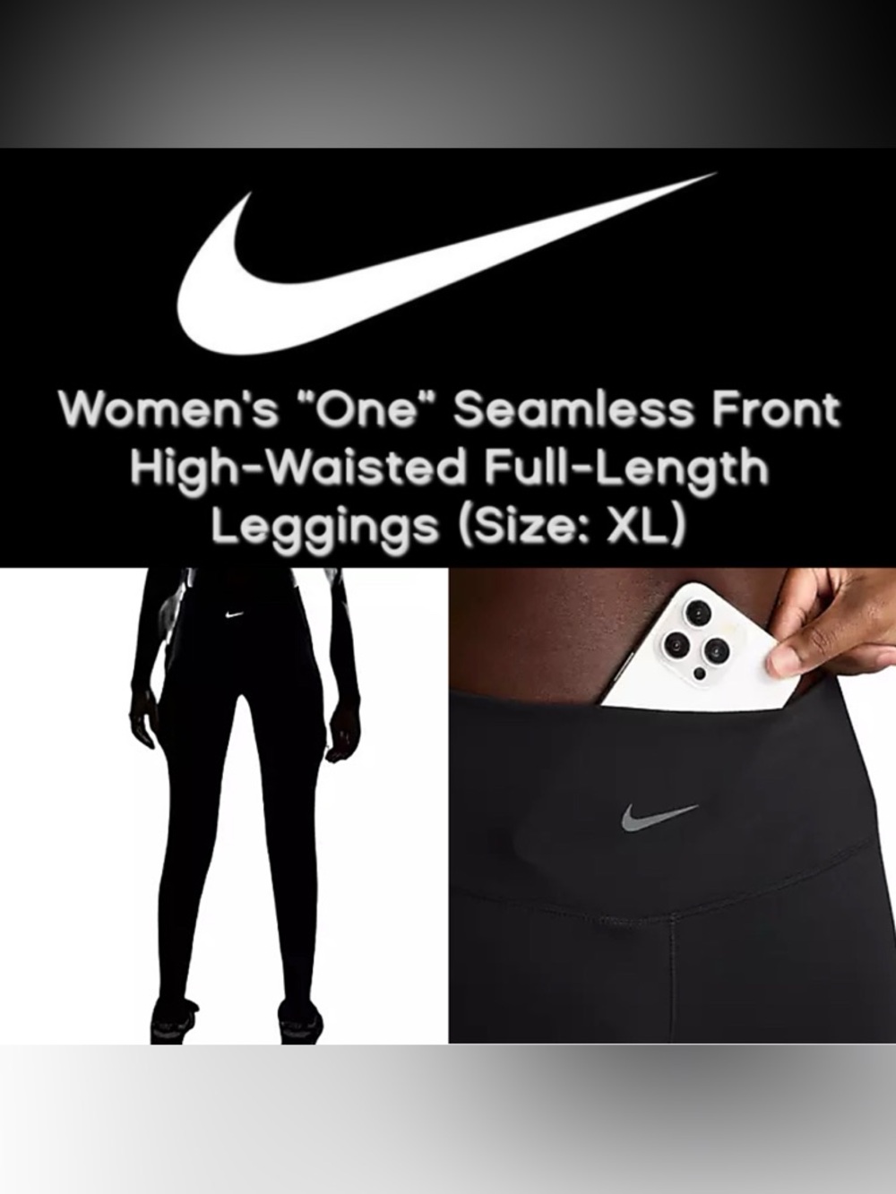 Nike - Women's “One” Seamless Front High-Waisted Full-Length Leggings (Size XL)